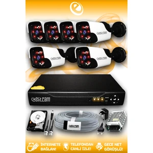 6 Kameralı Panda 6 Dış Kamera Set 500 GB HDD Full HD Gece Görüşlü Güvenlik Kamerası Sistemi
