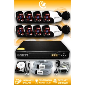 8 Kameralı Panda 8 Dış Kamera Set 250 GB HDD Full HD Gece Görüşlü Güvenlik Kamerası Sistemi