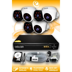 6 Kameralı Uzay 3 İç Kamera Set 500 GB HDD Full HD Gece Görüşlü Güvenlik Kamerası Sistemi