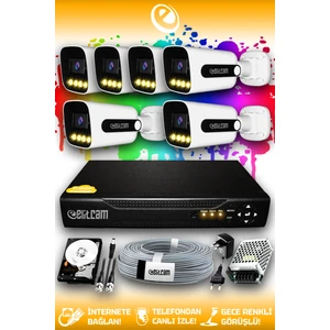 6 Kameralı Zebra 6 Dış Kamera Set 250 GB HDD Full HD Renkli Gece Görüşlü Güvenlik Kamerası Sistemi