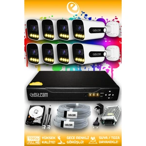 8 Kameralı Zebra 8 Dış Kamera Set 500 GB HDD Full HD Renkli Gece Görüşlü Güvenlik Kamerası Sistemi