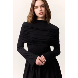 Geniş Etekli Uzun Elbise Siyah