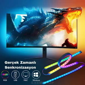 Exem Shop Bilgisayar Ambilight Işığı Görüntüye Duyarlı Ambilight LED 23-24.5 Inç Uyumlu