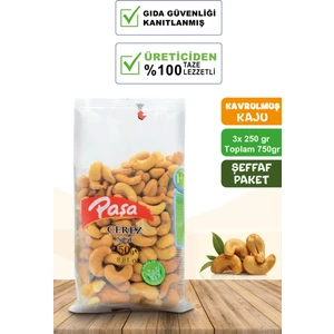 Kavrulmuş Kaju Fıstığı Şeffaf Paket 250 gr x 3 Adet (Naturel )