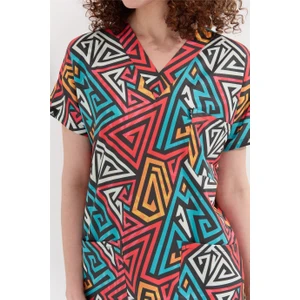 Çatı Uniform Carnival Basic -  Desenli Hemşire Doktor Veteriner Tek Üst Forma / Geometrik