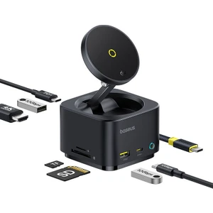Baseus Magpro 7in1 15W Hub ve Qi2 Wireless Şarj cihazı 4K 60Hz Ultra Hd