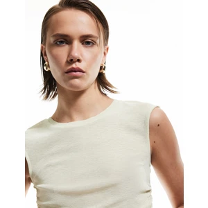 Slim Fit Drapeli Bisiklet Yaka Kolsuz Bluz