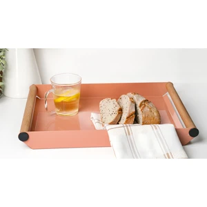 Metal Bambu Saplı Dikdörtgen Sunum Dekoratif Tepsi