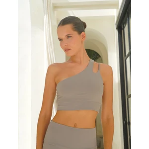 Asana Omuz Detay Spor Gri Crop