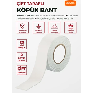 Premium 25 mm*2 m Beyaz Köpük Bant