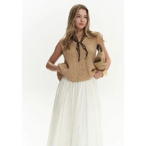 Knitle Rahat Kalıp Triko Tarçın Crop