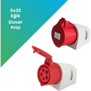 Filşarj Eğik Duvar Prizi Üç Faz 5X32A 3p+N+Pe