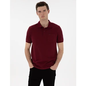 Pierre Cardin Erkek Bordo Regular Fit %100 Pamuk Polo Yaka Basic Tişört 50306552-VR014