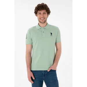 U.S. Polo Assn. Erkek Slim Fit Polo Yaka Su Yeşili Basic Tişört 50305929-VR048