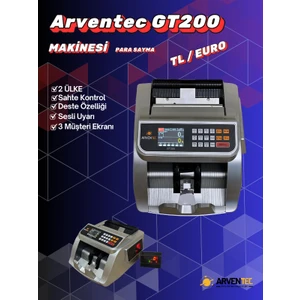 GT200 Kağıt Para Sayma Makinesi TL Euro Gri Renkli Ekran 130 Adet Besleme Kapasitesi