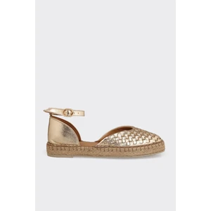 Gold Deri Kadın Espadril