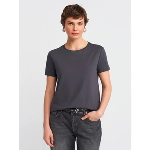 3471 Bisiklet Yaka Basic T-Shirt-Koyu Antr.