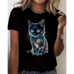 Panda Baskı Tekstil Neon Cat Özel Tasarım Baskılı Oversize Tshirt