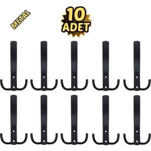 Noktalı Portmanto Vestiyer Askısı Metal Mat Siyah 10’lu