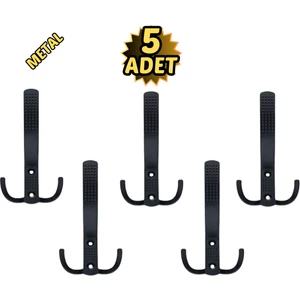 Noktalı Portmanto Vestiyer Askısı Metal Mat Siyah 5’li