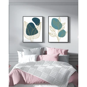 2 Li Ahşap Posterli Tablo , Fotoğraf Çerçevesi , Duvar Çerçevesi