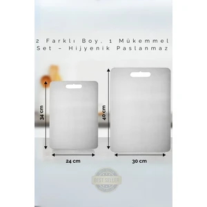 EryaHome 2'li Paslanmaz Çelik Kesme Tahtası Seti - Antibakteriyel,dayanıklı ve Kullanışlı (30X40CM-24X34CM)