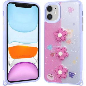Apple iPhone 11 Kılıf Parlayan Simli Kabartma Figürlü Zore Cevze Kapak