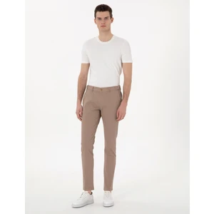 Pierre Cardin Erkek Vizon Slim Fit Beli Lastikli Kanvas Pantolon 50308080-VR052