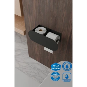 Visby Home Yedek Peçetelikli Tuvalet Kağıdı Tutucu Kendinden Yapışkanlı Kolay Montaj Modern Görüm Paslanmaz