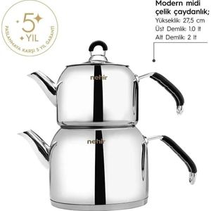 Luxury Modern Midi Orta Boy Çelik Çaydanlık Takımı 1 Adet