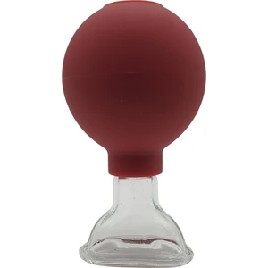 Silikon Vakumlu Yüz Cam Masaj Kupası Kırmızı