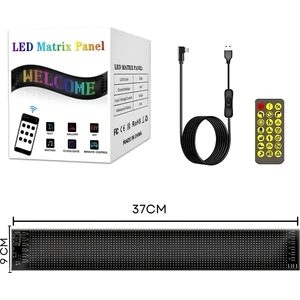 LED Matrıx Panel 37CM*9CM Çoklu Dil Seçeneği Tasarım Oluşturma Canlı Renkler Uzaktan Kumanda