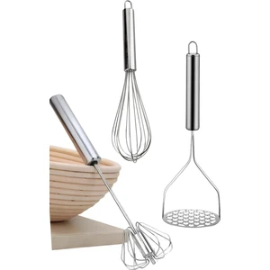 Üçlü Set Patates Ezici Yumurta Hamur Kek Çırpıcı Metal Çırpıcı Mama Yapıcı Bebekler Çırpma Teli
