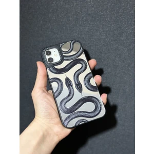 Iphone 15 Pro Max Uyumlu Casetify Aynalı Kılıf Yılan Desenli Baskılı Aynalı Kapak