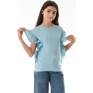 Fitilli Yanları Volanlı Kız Çocuk Bluz