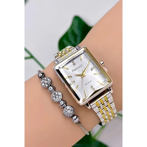 Çelik Kordon Çelik Kasa Kadın Kol Saati, 3 Atm Su Geçirmez Gümüş-Gold ZMFER179