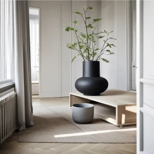 Siyah Dekoratif Beton Lal Vazo - 15  cm  | Modern ve Şık Minimal Tasarım