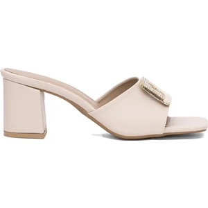 Ayakkabı Fuarı Elit CMR445C Kadın Topuklu Terlik Bej