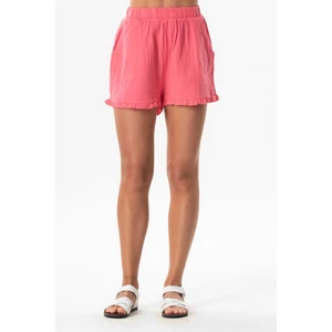 Eliş Şile Bezi Beli Lastikli Duru Fırfır Detaylı Müslin Yazlık Kısa Şort Zeytin Yeşili Zytnysl