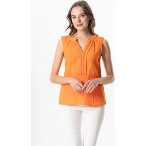 Eliş Şile Bezi Kolsuz V Yaka Berrin Güpür Detaylı Müslin Yazlık Bluz Siyah Syh