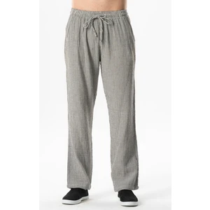 Beli Lastikli Çift Cepli Çizgili Müslin Yazlık Pantolon Çizgili Siyah Çzglsyh