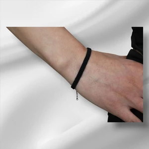 Siyah Miyuki Boncuk Bileklik – Şık, Sade ve Ayarlanabilir Unisex Tasarım