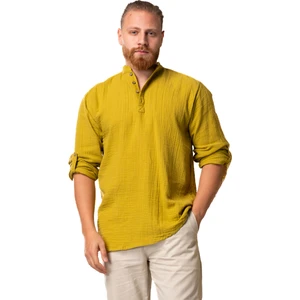 Uzun Kol Hakim Yaka Müslin Yazlık Sweatshirt Yağ Yeşili Ygysl