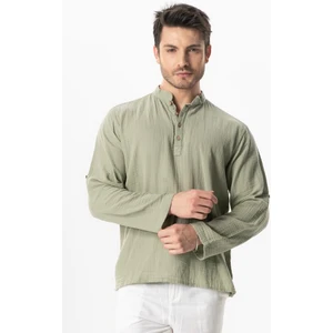 Uzun Kol Hakim Yaka Müslin Yazlık Sweatshirt Zeytin Yeşili Zytnysl