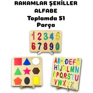 Karter İnovasyon Alfabe,harfler,rakamlar,şekiller Tak Çıkar Set, 3lü Set,harfleri Öğreniyorum