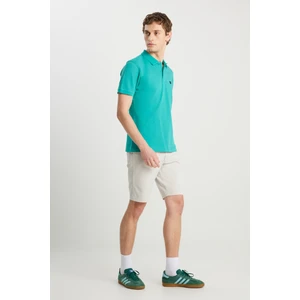 Slim Fit Dar Kesim Normal Bel Pamuklu Taş Rengi 5 Cep Şort