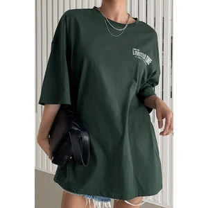 Kadın Nefti Yeşil Limited Edition Oversize Rahat Kesim Tshirt