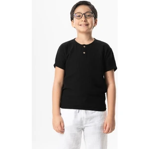 Eliş Şile Bezi Kısa Kol Batı Cep Detaylı Yazlık Müslin Erkek Çocuk Tshirt Buz Mavi Bmv