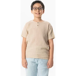 Eliş Şile Bezi Kısa Kol Batı Cep Detaylı Yazlık Müslin Erkek Çocuk Tshirt Buz Mavi Bmv