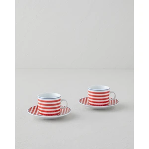 English Home Fresco Porselen 4 Parça 2 Kişilik Kahve Fincan Takımı 80 ml Kırmızı - Beyaz
